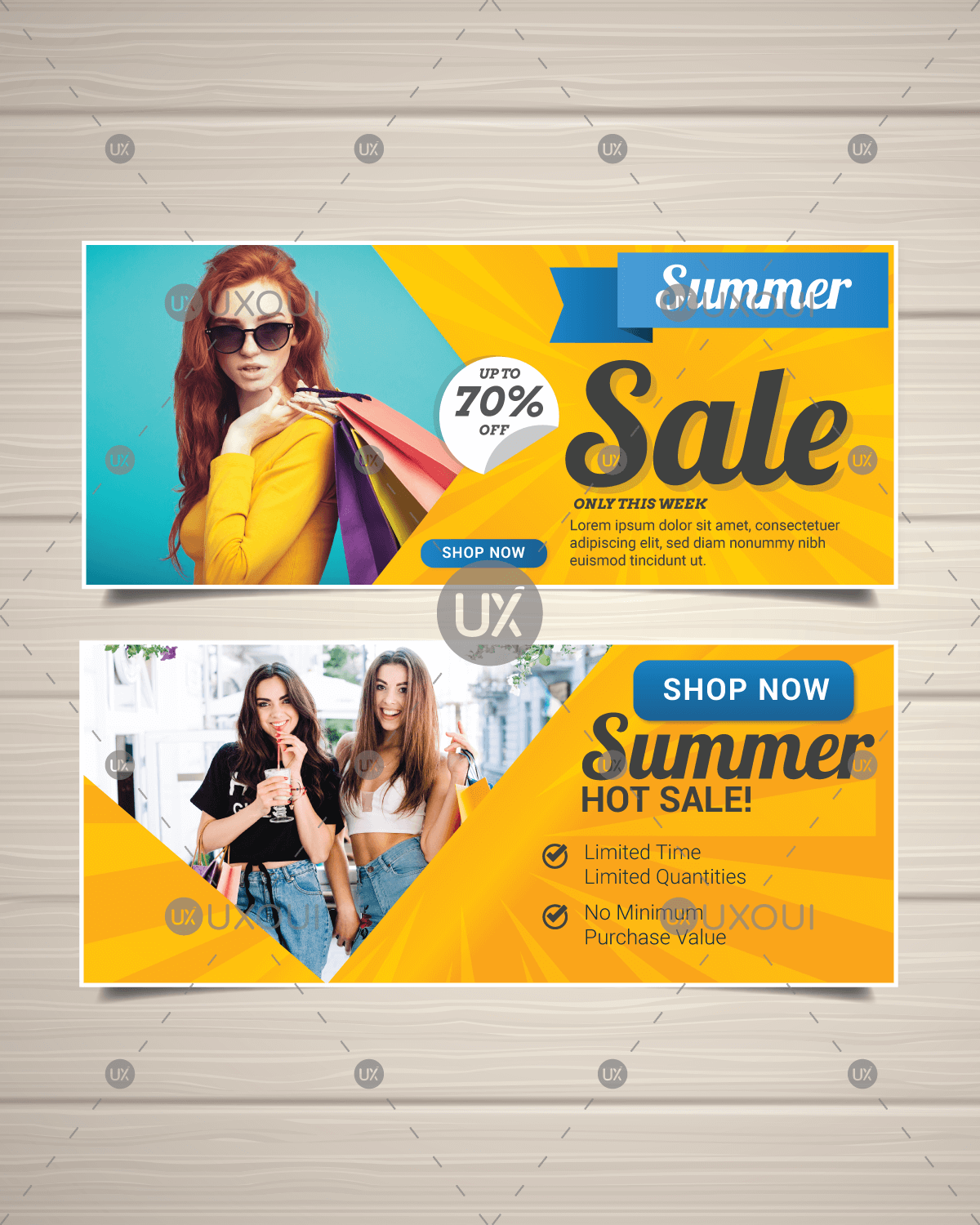 Summer Sale Discount And Offer Banners Ads Design Vector With